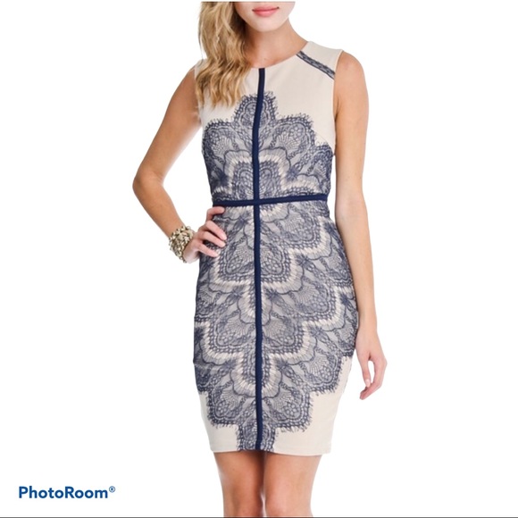 London Dress Company Dresses & Skirts - London Dress Company Crystal Nude Navy Lace Dress